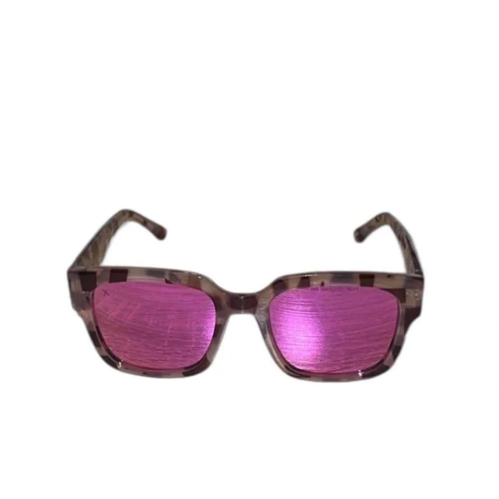 DIFF Brea Tortoise Cream Square Pink‎ Lenses Sunglasses
